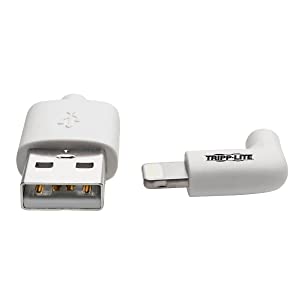 Tripp Lite Right-Angle Lightning to USB Sync Charging Cable for iPhone iPad Apple White MFI Certified 6' (M100-006-LRA-WH) White 6 ft. (Right Angle)
