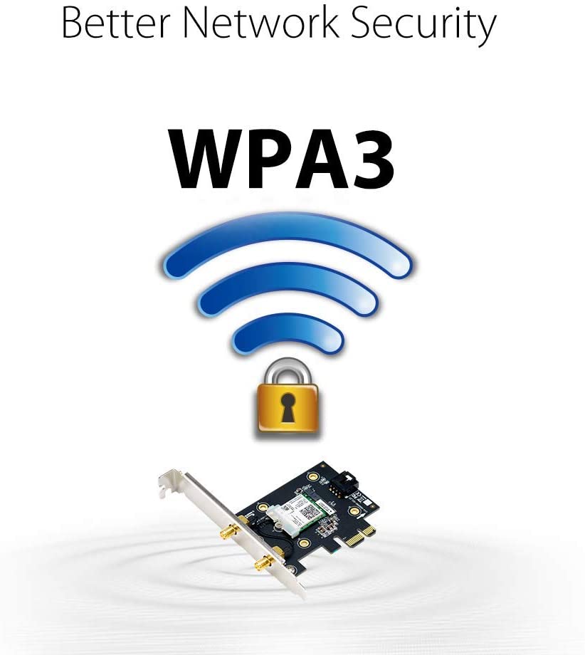 ASUS PCE-AX3000 WiFi 6 (802.11ax) Adapter with 2 External Antennas. Supporting 160MHz for Total Data Rate up to 3000Mbps, Bluetooth 5.0, WPA3 Network Security, OFDMA and MU-MIMO