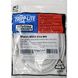 Tripp Lite Cat5e 350MHz Snagless Molded Patch Cable (RJ45 M/M) - White, 50-ft.(N001-050-WH)