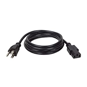 Tripp Lite Computer Power Cord, 10A, 18AWG (NEMA 5-15P to IEC-320-C13) 12-ft.(P010-012)