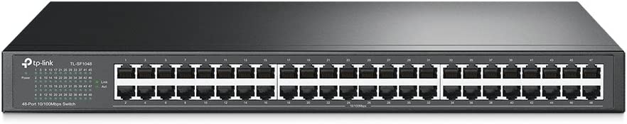 TP-Link 48 Port 10/100Mbps Fast Ethernet Switch | Plug and Play | Rackmount | Sturdy Metal w/ Shielded Ports | Fanless | Limited Lifetime Protection | Unmanaged (TL-SF1048)