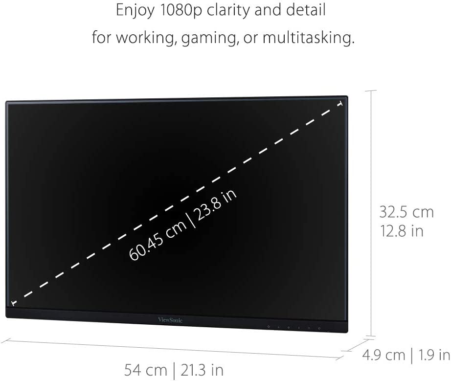 ViewSonic VA2456-MHD_H2 Dual Pack Head-Only 1080p IPS Monitors with Ultra-Thin Bezels, HDMI, DisplayPort and VGA for Home and Office 24-Inch Dual Pack