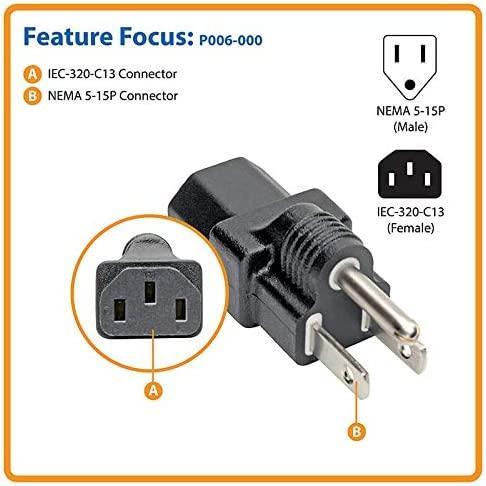 Tripp Lite Power Cord Adapter (NEMA 5-15P to C13 Adapter), 10A, 125V, Black (P006-000)