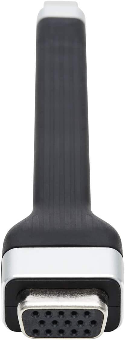 Tripp Lite USB-C to VGA Flat Cable, Flat USB C to VGA Apapter Cable (M/F), 1920 x 1200 60 Hz, Thunderbolt 3 Compatible, Black, 5 in (U444-F5N-VGA)