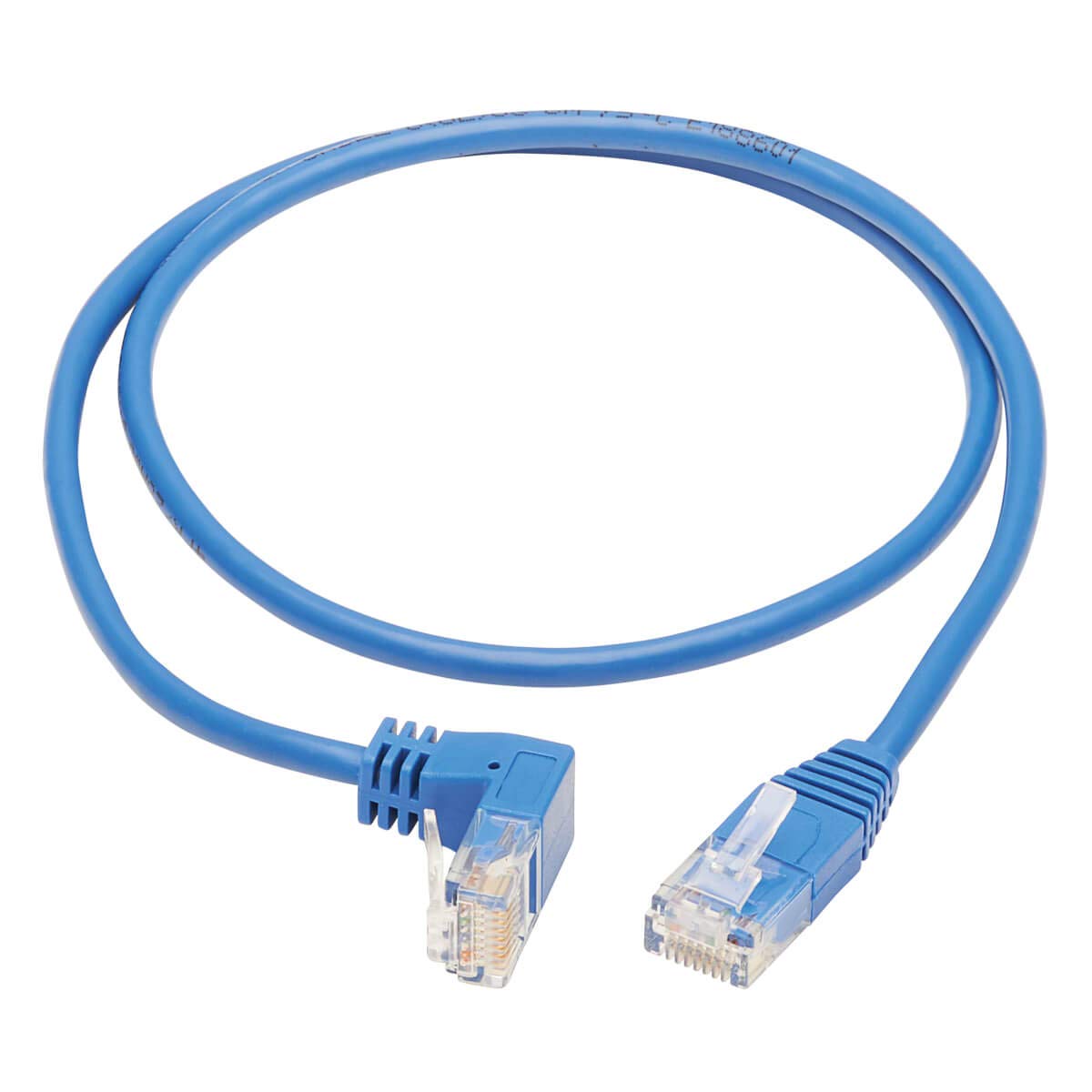 TRIPP LITE Down Angle Cat6 Ethernet Cable, Gigabit Molded Slim UTP Network Patch Cable, Blue, 2 ft. (N204-S02-BL-DN) Down Angle 2-ft.