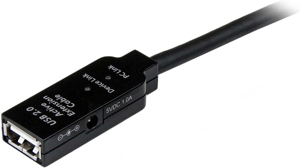 StarTech.com 5m USB 2.0 Active Extension Cable M/F - 5 meter USB A Male to USB A Female USB 2.0 Repeater / Extender Cable - Black - 15ft (USB2AAEXT5M) 16.4 ft USB 2.0 Cable