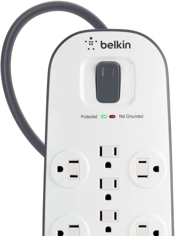 Belkin 12-Outlet Advanced Power Strip Surge Protector, 8ft Cord, Telephone And Coaxial Protection, 3996 Joules White 12-Outlet No ethernet Power Strip