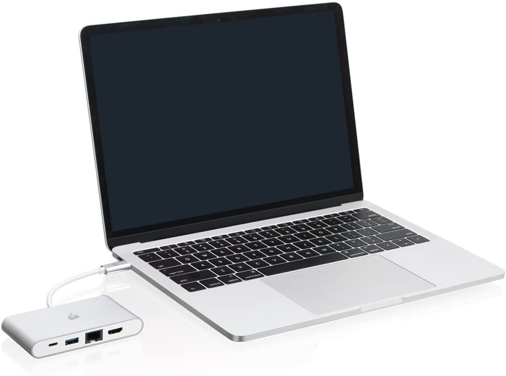 IOGEAR USB-C 4 in 1 Docking Station - 1 HDMI 4K 30Hz Out - 1 USB 3.0 5Gbps Out - Ethernet LAN Port - USB-C 60W Pass Through - Mac Win - GUH3C3PD USB-C 4-in-1 4K multi-Port Power Delivery
