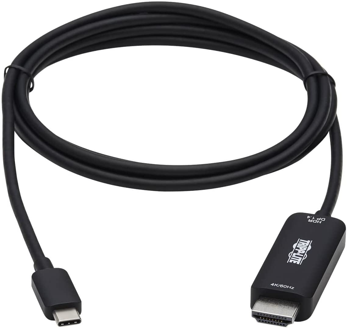Tripp Lite USB-C to HDMI Adapter Cable, 4K 60 Hz USB C and Thunderbolt 3 to HDMI Cable Adapter, HDR, HDCP 2.2, DP 1.4 Alt Mode, Black, 6 ft (U444-006-HDR4BE)