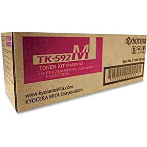 Kyocera TK-592M FS-C2026 C2126 C2526 C2626 C5250 M6026 M6526 P6026 Toner Cartridge (Magenta) in Retail Packaging