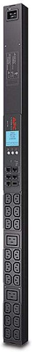 APC Rack Mount PDU, Metered 100V-240V/30A, (42) Outlets, 0U Vertical Rackmount (AP8858NA3) Metered Input Plug: NEMA L6-20P