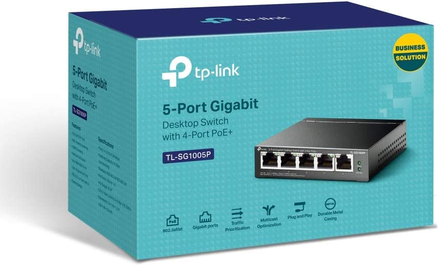 TP-Link TL-SG1005P V2 or later | 5 Port Gigabit PoE Switch | 4 PoE+ Ports @65W | Desktop | Plug & Play | Sturdy Metal w/ Shielded Ports | Fanless | Limited Lifetime Protection | QoS & IGMP Snooping Unmanaged 5 Port w/4 PoE+ Port