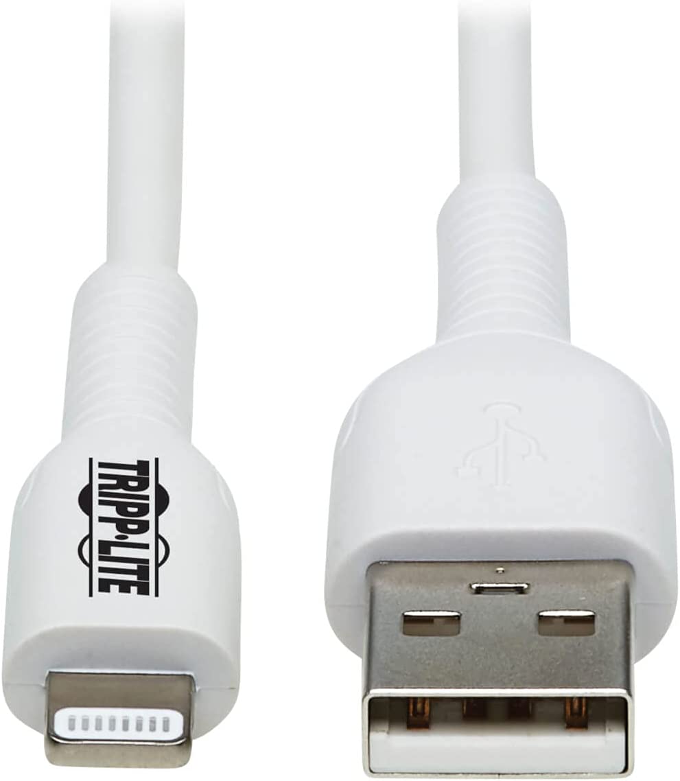 Tripp Lite Safe-IT USB-A to Lightning Charge Cable, Hospital-Grade Protection Cable (M/M), MFi Certified, White, 3.3 Feet / 1 Meter, 2-Year Warranty (M100AB-03M-WH)