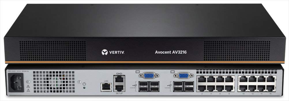 Vertiv Avocent AV3000 Rackmount KVM Over IP Switch, 16 Port KVM switches, Common Access Card (CAC), Local and Remote Access, Centralized Management, VGA, DisplayPort, DVI, HDMI, VGA Cable (AV3216-400) 16-Port KVM over IP