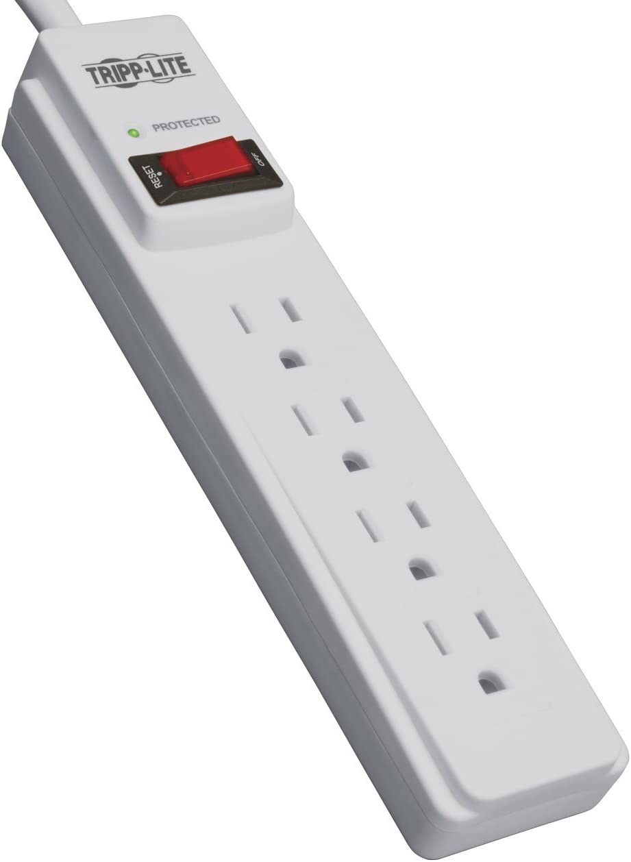 Tripp Lite 4 Outlet Surge Protector Power Strip, 4ft Cord, & $1,000 Insurance (TLP404)