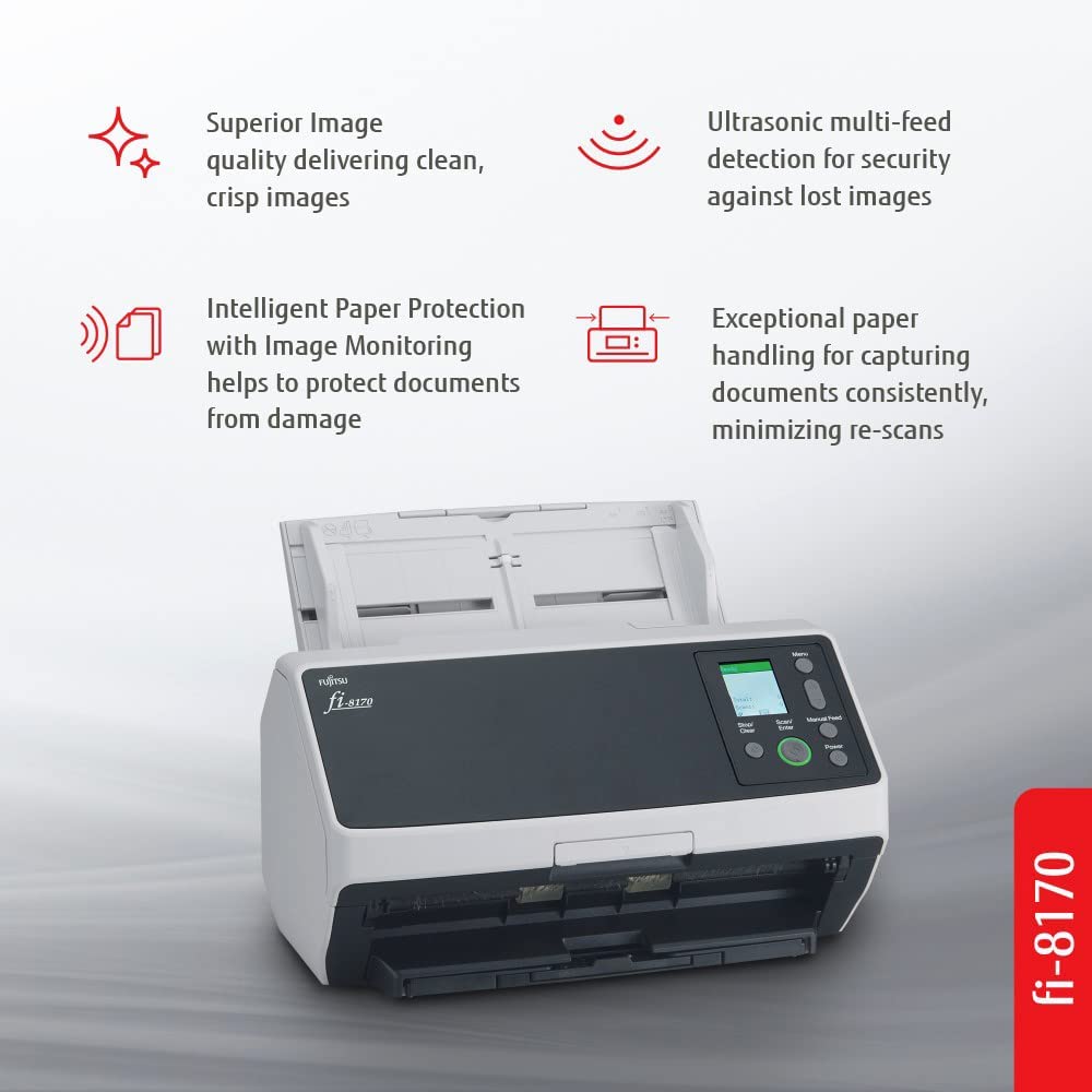 Fujitsu fi-8170 Professional High Speed Color Duplex Document Scanner - Network Enabled fi-8170 ADF (70 ppm)