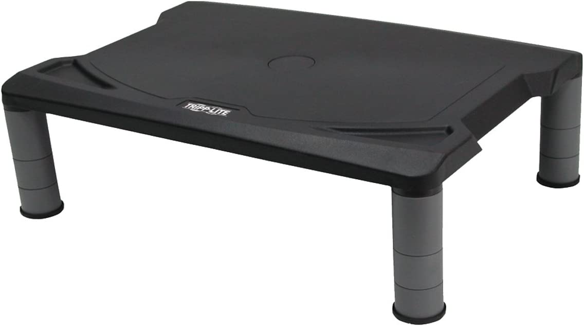 Tripp Lite Adjustable Computer Monitor Stand for Desks, 15.5 x 11.25 in., Rubber Feet, Black, 5 Year Warranty (MR1612)