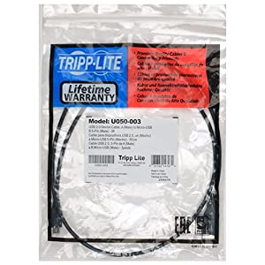 Tripp Lite USB 2.0 Hi-Speed A to Micro-B Cable (M/M) 3-ft. (U050-003),Black 3 ft.