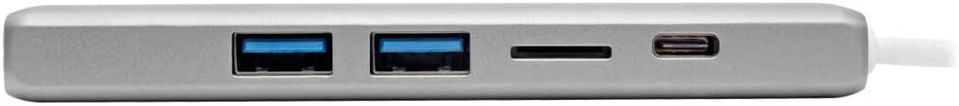 Tripp Lite USB C Docking Station w/ USB-A Hub, HDMI, Micro SD, PD Charging 4k @ 30Hz Thunderbolt 3 Silver (U442-DOCK10-S) HDMI, USB-A, PD Charging, Micro SD