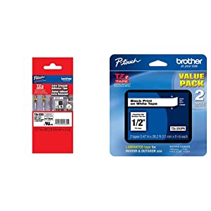 Brother Genuine P-Touch TZE-S241 Tape, 3/4" (0.7") Wide Extra-Strength Adhesive Laminated Tape, Black on White & Genuine P-Touch, TZe-231 2 Pack Tape (TZE2312PK) ½”(0.47”) x 26.2 ft Extra-Strength Tape + 1" Tapes