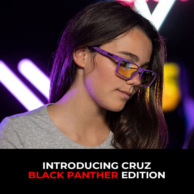 Gunnar optiks GUNNAR - Black Panther Edition Gaming and Computer Glasses for Kids (age 12+) - Blocks 65% Blue Light - Cruz, Amber Tint
