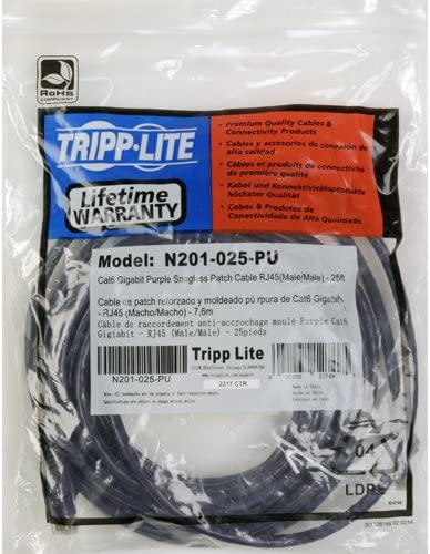 Tripp Lite Cat6 Gigabit Snagless Molded Patch Cable (RJ45 M/M) - Purple, 10-ft.(N201-010-PU) 10-ft. Purple