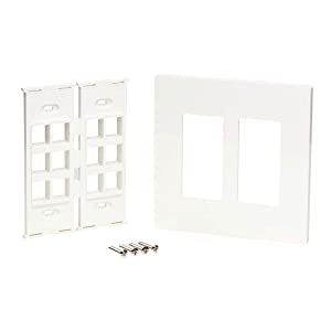 Tripp Lite 12-Port Universal Keystone Double-Gang Wall Plate, 2-Gang Faceplate, Adaptable, TAA, White (N080-212)