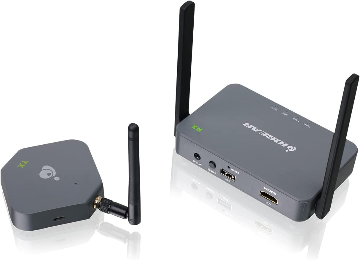 IOGEAR HDMI Wireless Video 4K HD TV Connection Kit - 4K@30Hz - Wireless 2.4/5GHz w/WPA-2 Encryption - Up to 100Ft - Mirror or Extend Mode - Win Mac OS iOS Android Chrome - GWKIT4K