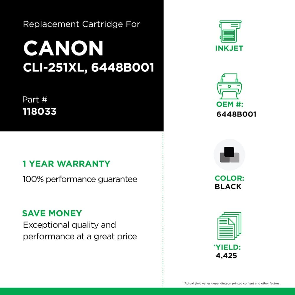 Clover imaging group Clover Imaging Replacement High Yield Ink Cartridge Replacement for Canon CLI-251XL, Black