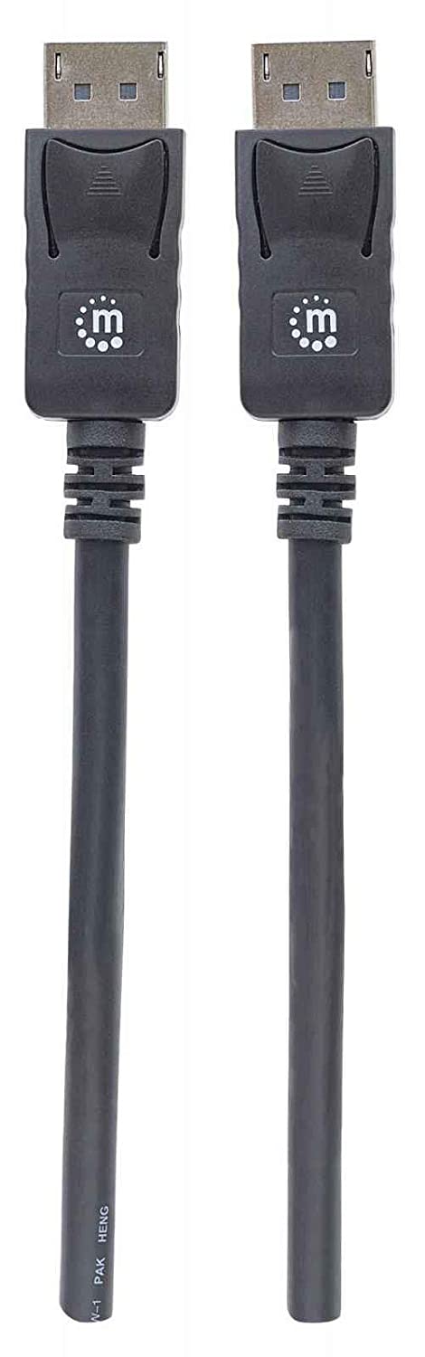 Manhattan 307116 - DisplayPort cables (DisplayPort, DisplayPort, Male/Male, Nickel, Black) 2 mt 6.6 Feet