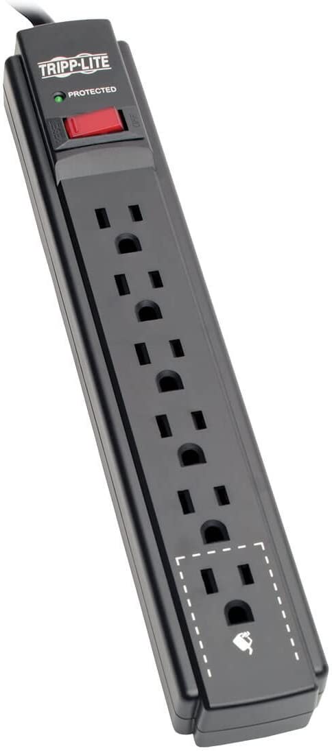 TRIPP LITE 6 Outlet Surge Protector Power Strip, Extra Long Cord 15ft, Black - TRPTLP615B 15ft Cord (Black)