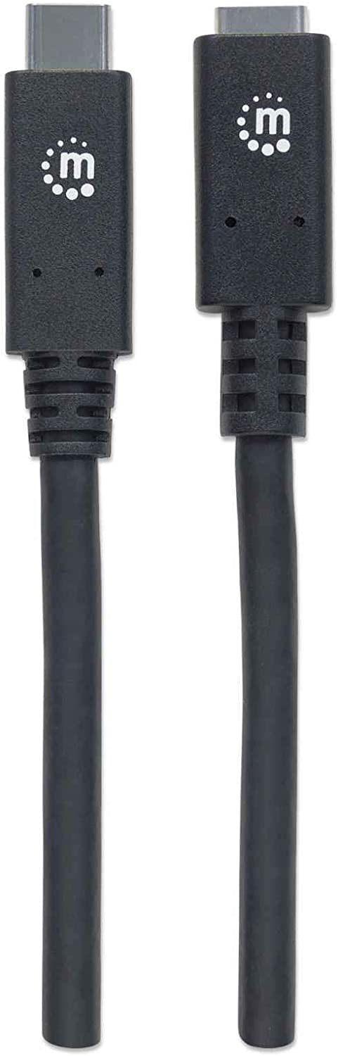 Manhattan Products SuperSpeed+ USB-C Extension Cable, USB 3.1 Gen 2, Type-C Male to Type-C Female, 10 Gbps, 5 A, 50 cm (1.5 ft.), Black Black 50 cm, 10 Gbps (Polybag) USB-C to USB-C Extension Cable