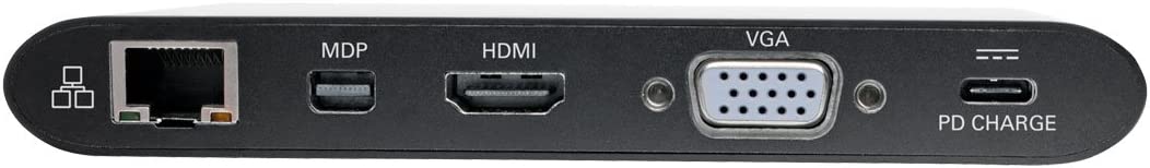 Tripp Lite USB 3.1 Gen 1 USB-C Docking Station w/USB-A, HDMI, VGA, mDP, Gigabit Ethernet, Mem Card, 3.5mm & USB-C PD Charging, Black Housing USB C, USB Type C, USB Type-C (U442-DOCK1B)