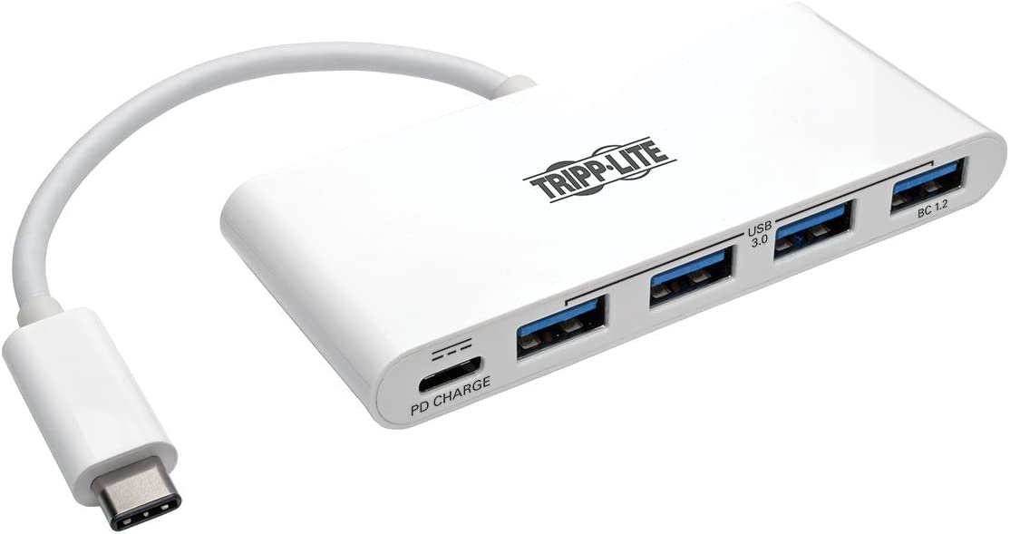 Tripp Lite 4-Port USB 3.1 Gen 1 USB-C to USB-A Portable Hub with x4 USB-A & USB-C Charging Port 5 Gbps (U460-004-4A-C)