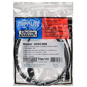 Tripp Lite USB 2.0 Hi-Speed A to Micro-B Cable (M/M) 6-ft. (U050-006),Black 6 ft.