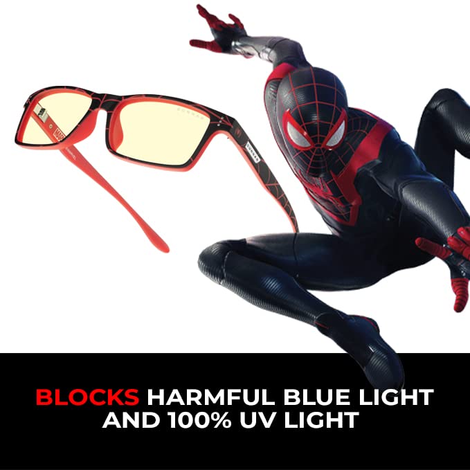 Gunnar optiks GUNNAR - Spider-Man: Miles Morales Edition Gaming and Computer Glasses for Kids (age 12+) - Blocks 65% Blue Light - Cruz, Amber Tint