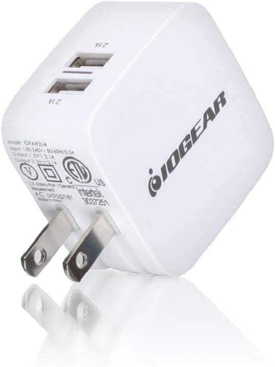 IOGEAR GearPower 2-Port USB Wall Charger - Rapid-Charge - Smartphones iPhone Android Tablets - Charge 2 Devices At Once - GPAW2U4 GearPower 2-Port 4.2A USB Wall Charger