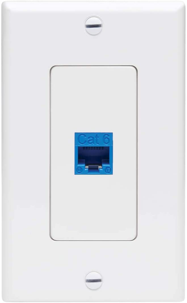 Tripp Lite Decora Wall Plate Insert, Decorative Center Plate, Vertical 1 Port Keystone Jack, White (N042D-001V-WH) 1 Port Center Plate
