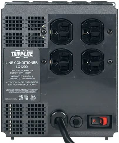 Tripp Lite LC1200 Line Conditioner 1200W AVR Surge 120V 10A 60Hz 4 Outlet 7-Feet Cord White 1200W Line Conditioner