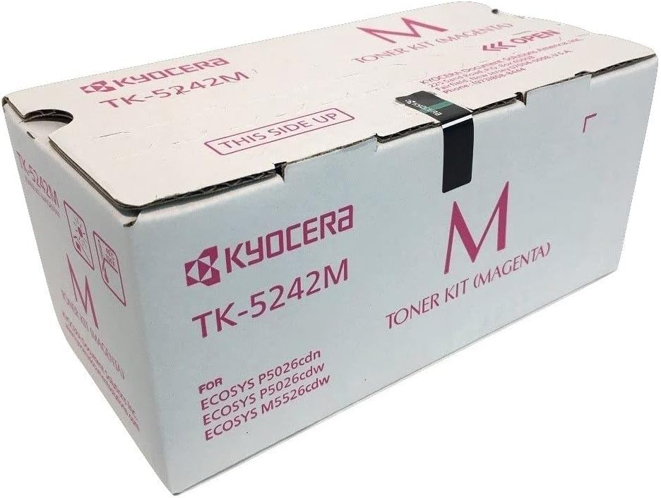 Kyocera TK-5242M Magenta Toner Cartridge for ECOSYS P5026cdw / M5526cdw, Genuine Kyocera, Up to 3000 Pages (1T02R7BUSV)