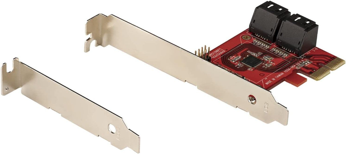 StarTech.com SATA PCIe Card - 4 Port PCIe SATA Expansion Card - 6Gbps - Low/Full Profile - Stacked SATA Connectors - ASM1164 Non-Raid - PCI Express to SATA Converter (4P6G-PCIE-SATA-CARD) PCIe 3.0 | 4 Ports
