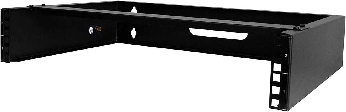 StarTech.com 2U Wall Mount Network Rack - 14 in Deep (Low Profile) - 19" Patch Panel Bracket for Shallow Server, IT Equipment, Network Switches - 77lbs/35kg Weight Capacity, Black (RACK-2U-14-BRACKET) 2U Panel Bracket