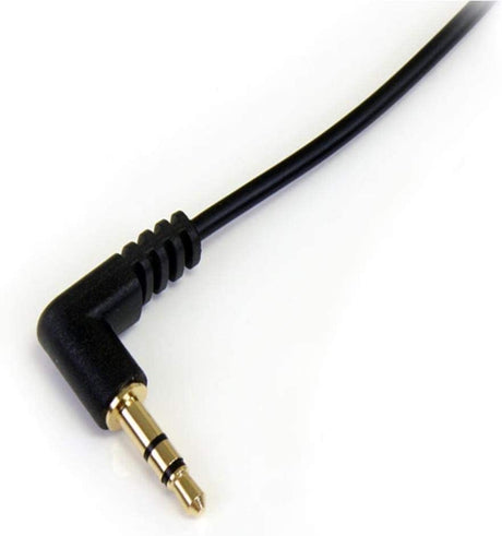 StarTech.com 6 ft Slim 3.5mm to Right Angle Stereo Audio Cable - M/M (MU6MMSRA) Black 6 ft 1 Angled Connector Audio Cable