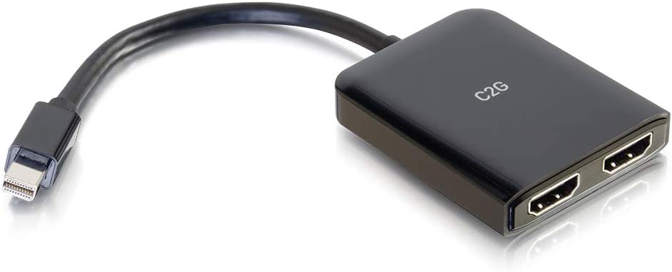C2g/ cables to go C2G Mini Display Port to HDMI Monitor Splitter, 4K, 2 Port, USB Powered, MST, Not Compatible with Mac OS, Cables to Go 54292, Black Mini DisplayPort Dual HDMI Hub Black