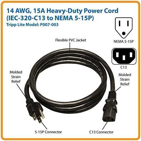 TRIPP LITE P007-003 3-Feet 14AWG 15A Heavy Duty Computer Power Cord