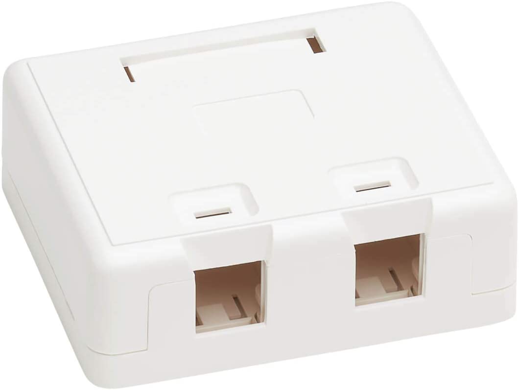 Tripp Lite Keystone Jack Surface Mount Box, 2 Port RJ45 Mount Box, White (N082-002-WH) 2 Ports