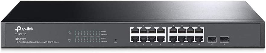 TP-Link TL-SG2218 | 16 Port Gigabit Smart Managed Switch, 2 SFP Slots | Omada SDN Integrated | IPv6 | Static Routing | L2/L3/L4 QoS, IGMP & LAG | Limited Lifetime Protection 16 Port + 2 SFP Slots
