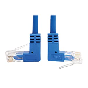 Tripp Lite Up/Down Angle Cat6 Ethernet Cable, Gigabit Molded Slim UTP Network Patch Cable, Blue, 1 ft. (N204-S01-BL-UD) Up/Down Angle 1-ft.