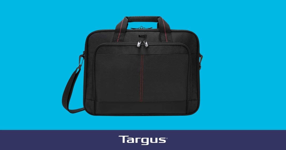 Targus Laptop Bag — Black 15.6" Classic Slim Briefcase Messenger Bag, Spacious, Ergonomic, Foam Padded Laptop Case for Devices Up To 16" (TCT027US) Shoulder Bag 16 inch