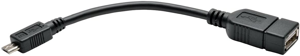 Tripp Lite U052-06N Micro USB to OTG Host Adapter Cable 5-Pin Micro USB A/A M/F 6-in, Black OTG 2-in-1 to USB-A